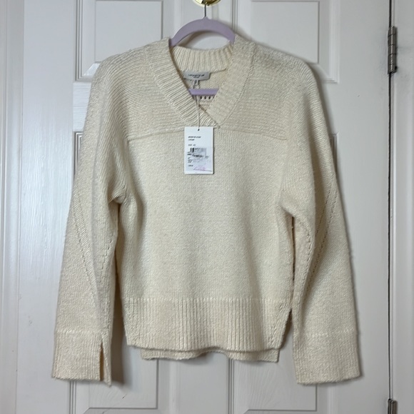 NWT $1,298 Lafayette 148 SILK YARN VOLUMINOUS SLEEVE V-NECK SWEATER Xs oversized - Picture 4 of 16